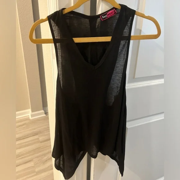 Say What? Black Crisscross Back Tank top, size M - Picture 1 of 3